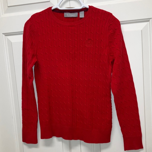 Liz Claiborne Sweaters - Liz Claiborne crewneck long sleeve cable knit sweater, red, size M